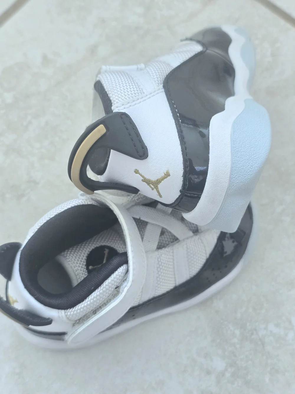 Jordan Baby High-Top Sneakers in White and Black - Picture 2 of 3